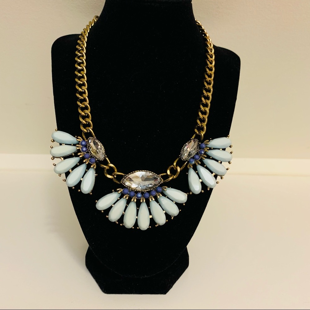 Light Blue And Rhinestone Statement Necklace - image 1